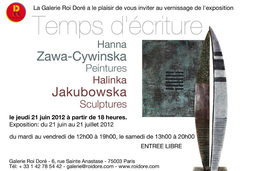 Coming soon: “Temps d’écriture”: Jakubowska & Zawa-Cywinska